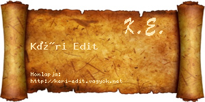 Kéri Edit névjegykártya